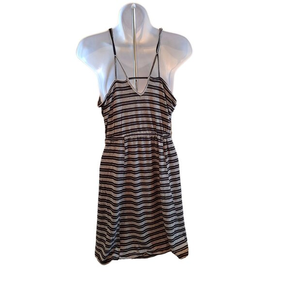C Sleeveless Scoop Neck Dress Womens Size S Black White Stripes Casual Wear - Picture 3 of 9